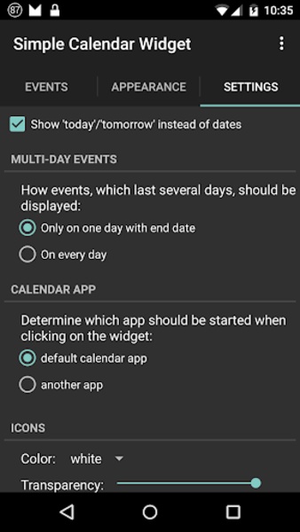 Simple Calendar Widget - Preview 2