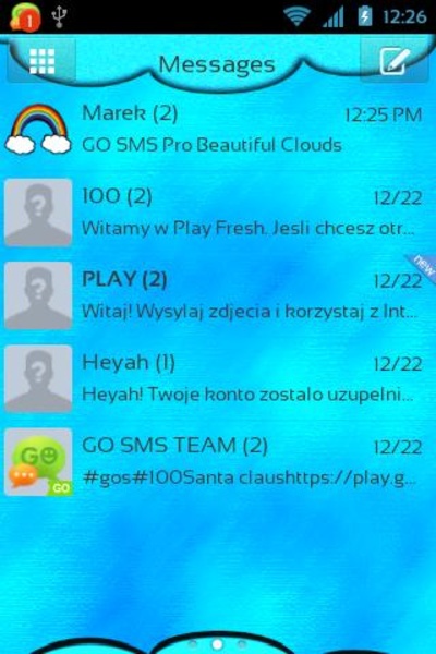 GO SMS Pro Beautiful Clouds - Preview 3