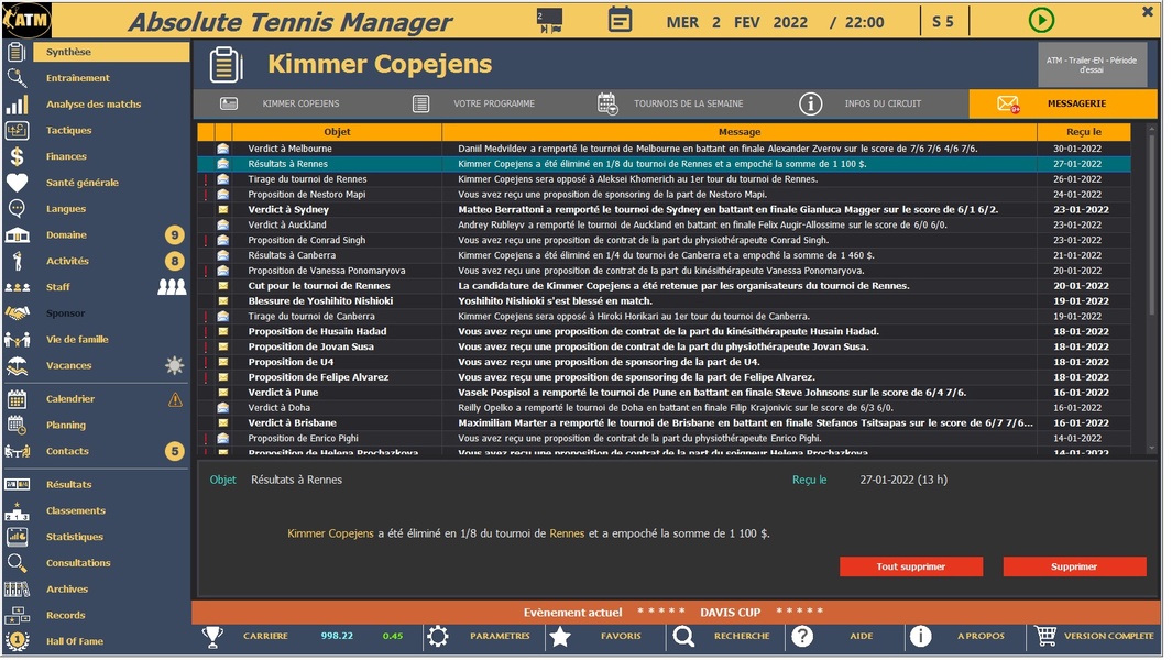 Tennis Manager 2022