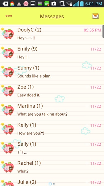GO SMS Happy Apple Theme - Preview 4