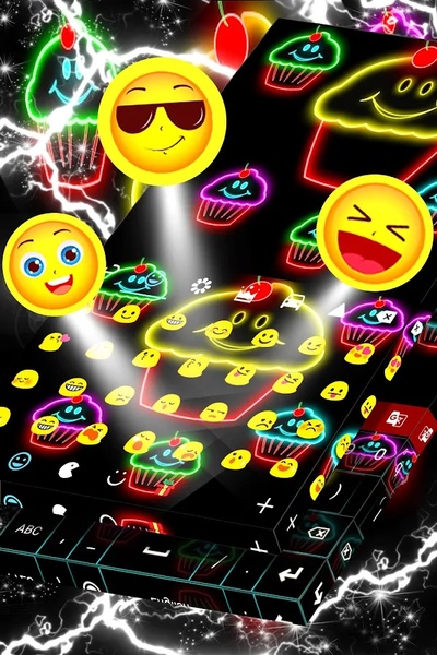Keyboard Theme Neon Cupcakes - Preview 1