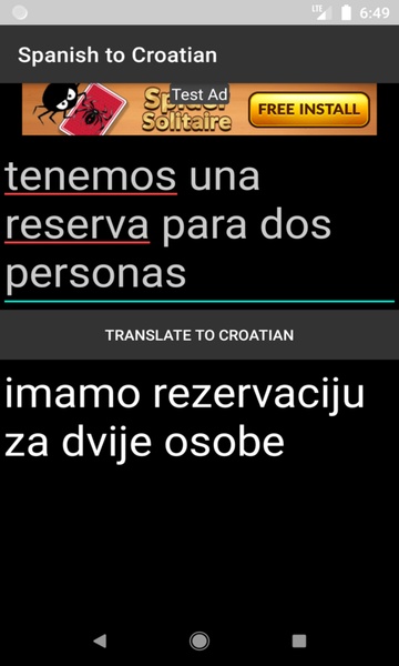 Spanish to Croatian Translator - Preview 1