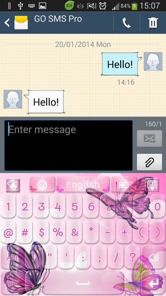 GO Keyboard Pink Butterflies Theme - Preview 9