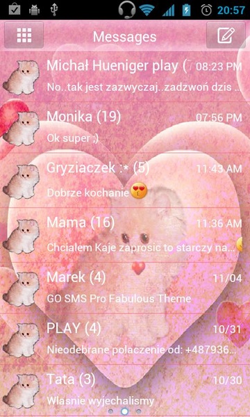 GO SMS Pro Theme Kitty - Preview 3