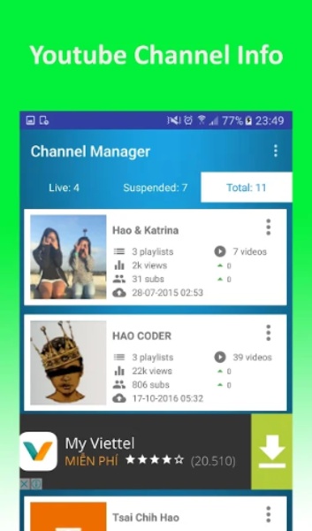 Channel Manager for Youtube - Preview 3
