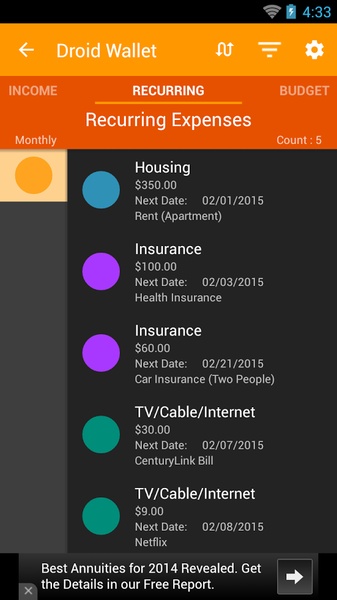 Droid Wallet - Preview 4