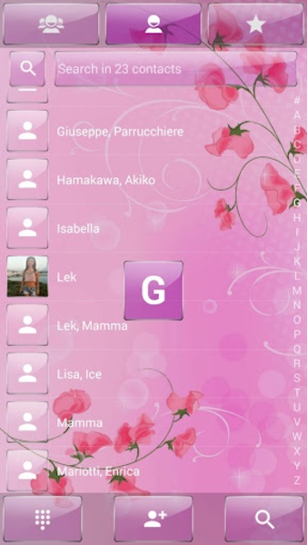 ExDialer Pink Flowers Glass theme - Preview 5