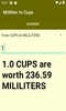 Mililiter to Cups converter screenshot 2