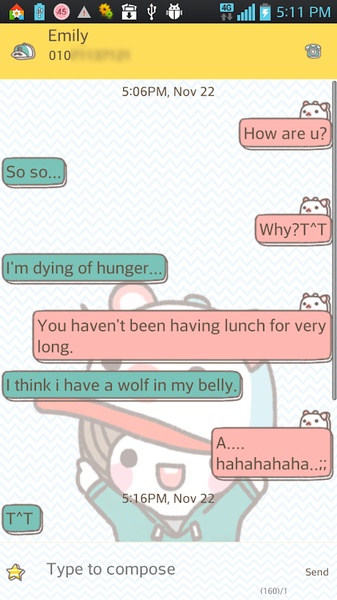 GO SMS Bebe sup Theme - Preview 4