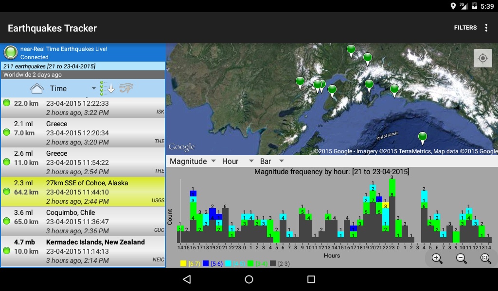 Earthquakes Tracker - Preview 2