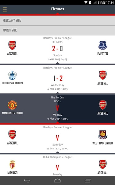 Arsenal apps and games