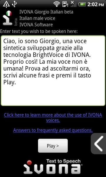 IVONA Giorgio Italian beta - Preview 1