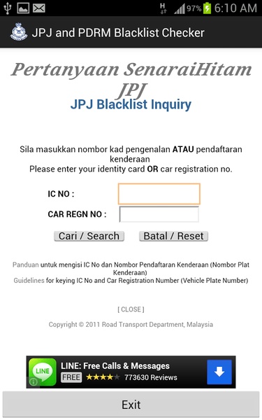 JPJ and PDRM Blacklist Checker - Preview 2