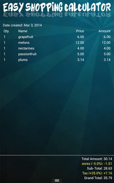 Easy Shopping Calculator - Preview 1