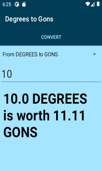 Degrees to Gons converter - Preview 4