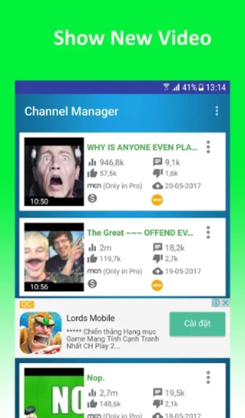 Channel Manager for Youtube - Preview 2