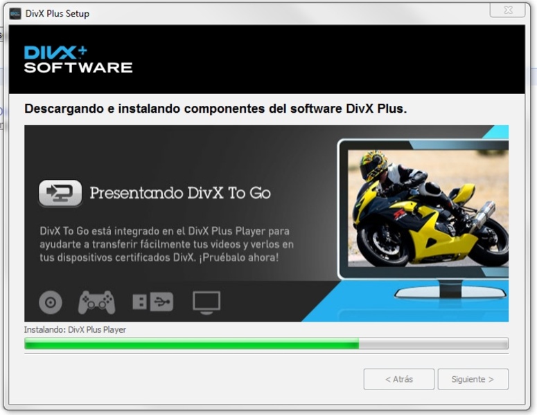 Шаги по установке программы DivX Plus: