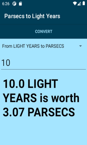 Parsecs to Light Years converter - Preview 1