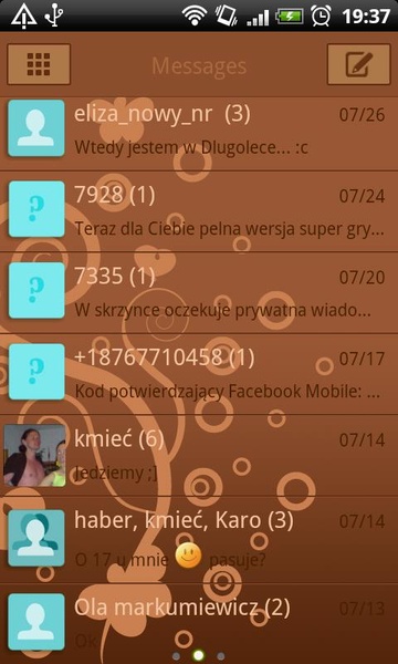 GO SMS Pastel Chocolate Theme - Preview 4