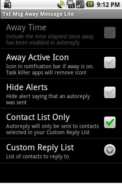 Txt Msg Away Message Lite - Preview 2