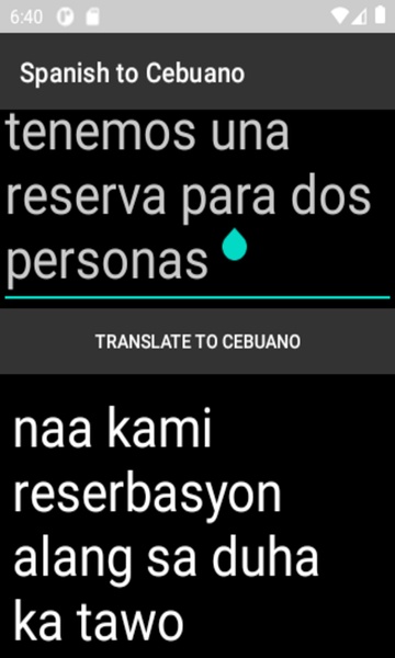 Spanish to Cebuano Translator - Preview 1