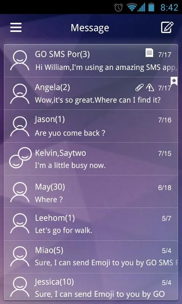 GO SMS glass Theme - Preview 5