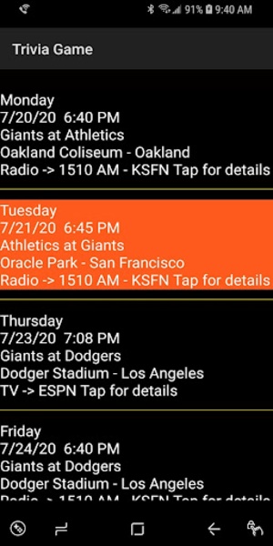SF Giants Schedule - Preview 7