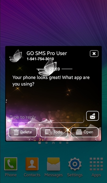GO SMS Crystal Butterfly Theme - Preview 2