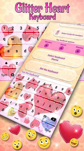 Glitter Heart Keyboard - Preview 4