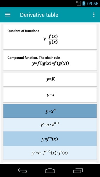 Derivative table - Preview 3