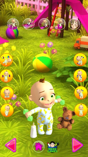 Beanstalk baby game standee texto em inglês com tradução em árabe