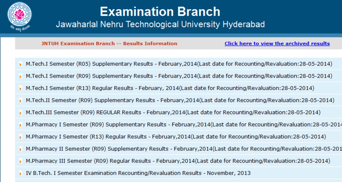 JNTU Results - Preview 1