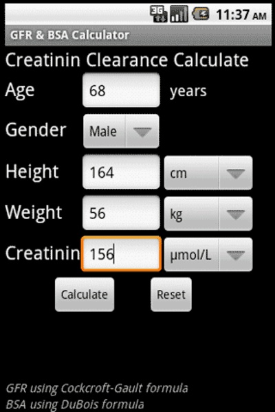 GFR & BSA Calculator - Preview 3