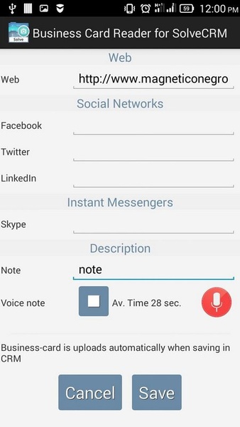 Business Card Reader for SolveCRM - Preview 1