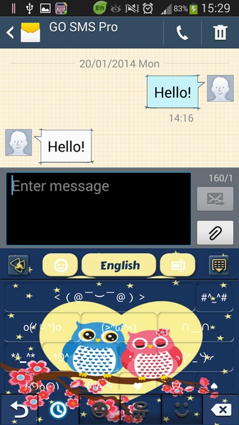 GO Keyboard Sweet Owl Theme - Preview 6