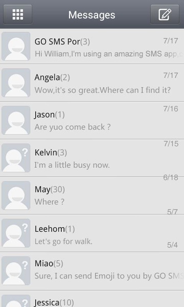 GO SMS Pro Grey Theme - Preview 3