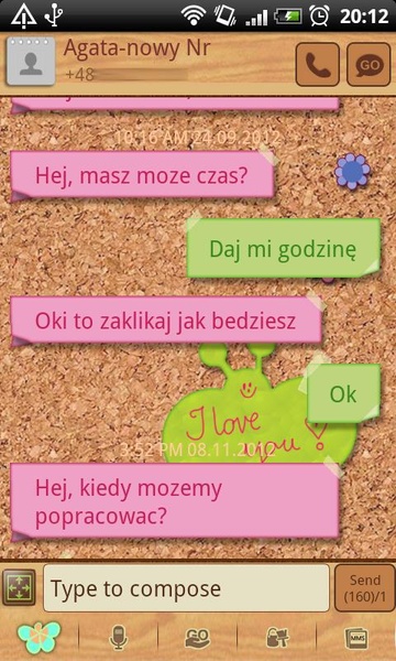 GO SMS Sweet Pinboard Theme - Preview 5