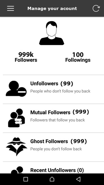 Instagram Unfollowers Manager (Spies Detecter) - Preview 1