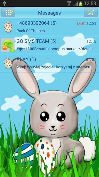 GO SMS Pro Easter Egg Rabbit - Preview 3