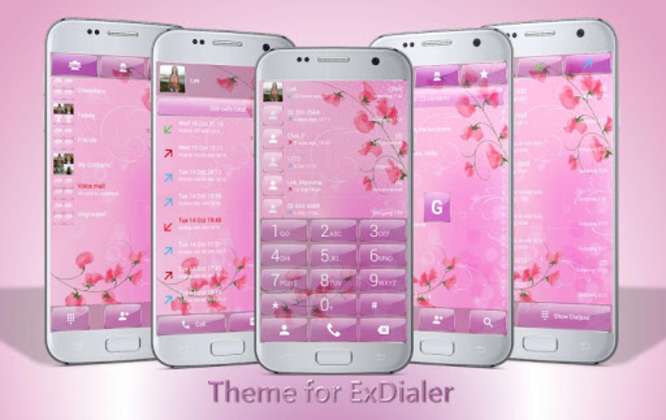 ExDialer Pink Flowers Glass theme - Preview 8