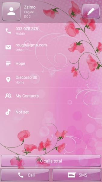 ExDialer Pink Flowers Glass theme - Preview 4
