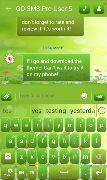 GO Keyboard Spring Flowers Theme - Preview 3