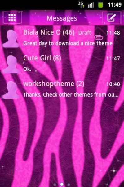 GO SMS Pro Theme Pink Zebra - Preview 5