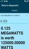Watts to Megawatts converter screenshot 1
