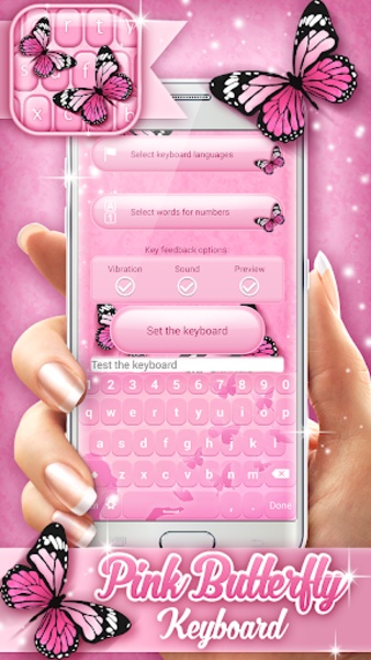 Pink Butterfly Keyboard - Preview 3