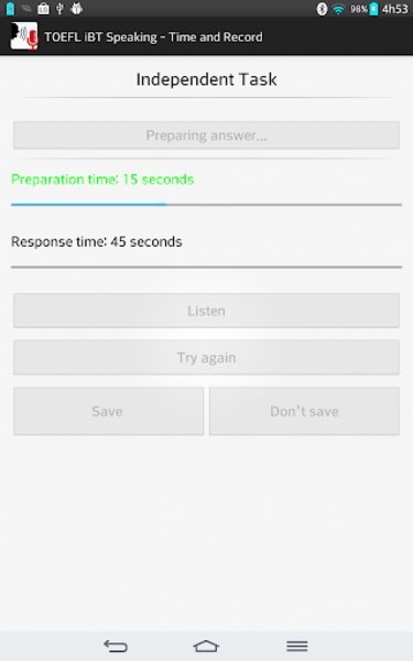 TOEFL iBT Speaking - Time and Record - Preview 1