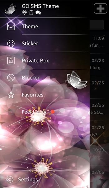 GO SMS Crystal Butterfly Theme - Preview 5