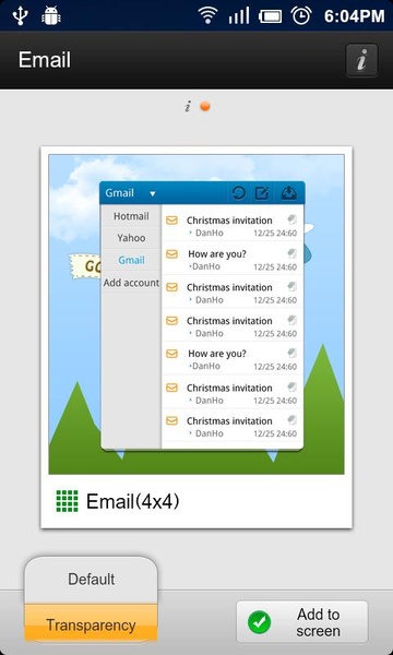 GO Email Widget - Preview 1
