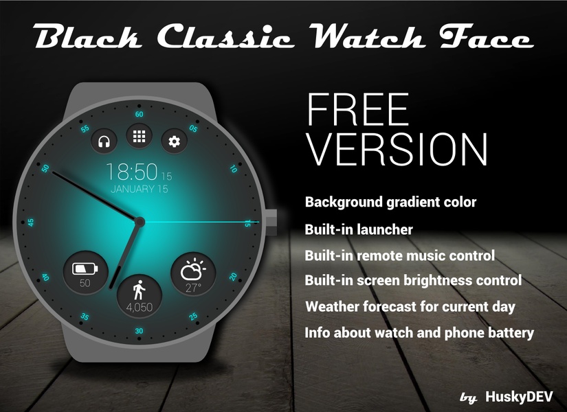 HuskyDEV Black Classic Watch Face - Preview 7