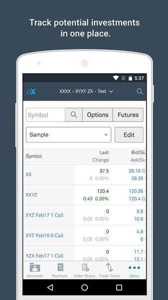 optionsXpress - Preview 1